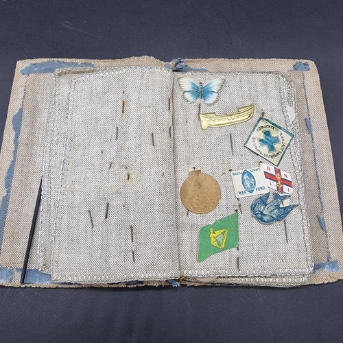 249 - WORLD WAR I CHARITY PINS: cloth album containing circa 100 paper, fabric and metallic charity p... 