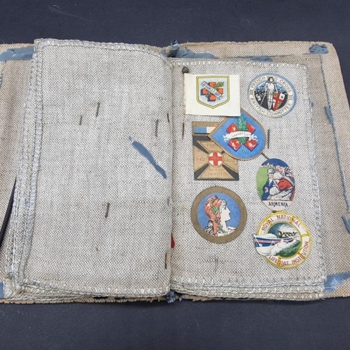 249 - WORLD WAR I CHARITY PINS: cloth album containing circa 100 paper, fabric and metallic charity p... 