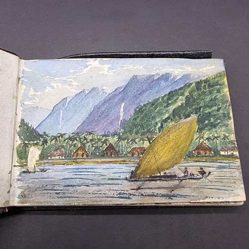 256 - CAPTAIN CAUSTON: TWO WATERCOLOUR SKETCHBOOKS: approx 69 watercolours in 2 albums, circa 1868-78, som... 