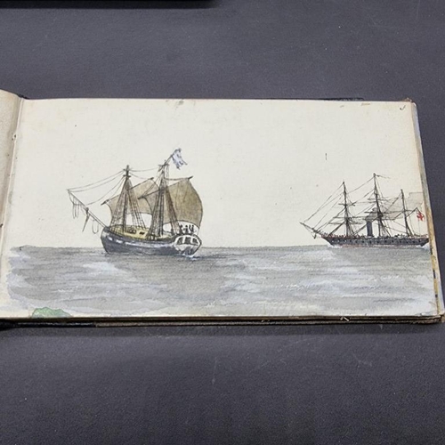 256 - CAPTAIN CAUSTON: TWO WATERCOLOUR SKETCHBOOKS: approx 69 watercolours in 2 albums, circa 1868-78, som... 