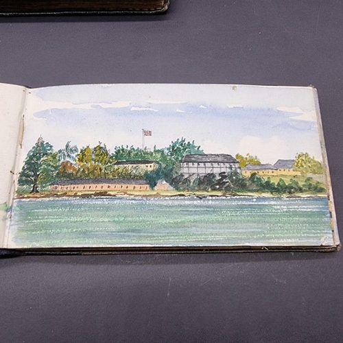 256 - CAPTAIN CAUSTON: TWO WATERCOLOUR SKETCHBOOKS: approx 69 watercolours in 2 albums, circa 1868-78, som... 