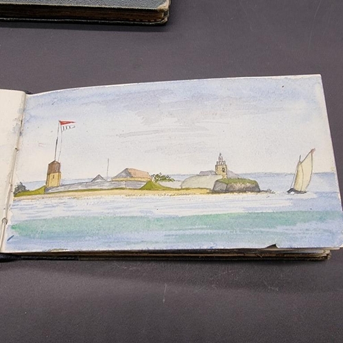 256 - CAPTAIN CAUSTON: TWO WATERCOLOUR SKETCHBOOKS: approx 69 watercolours in 2 albums, circa 1868-78, som... 