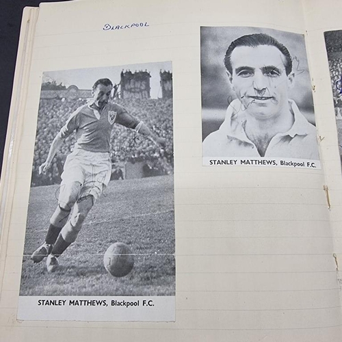 266 - FOOTBALL AUTOGRAPHS 1940s-50s: album of pasted-in team and player portraits excised from contemporar... 