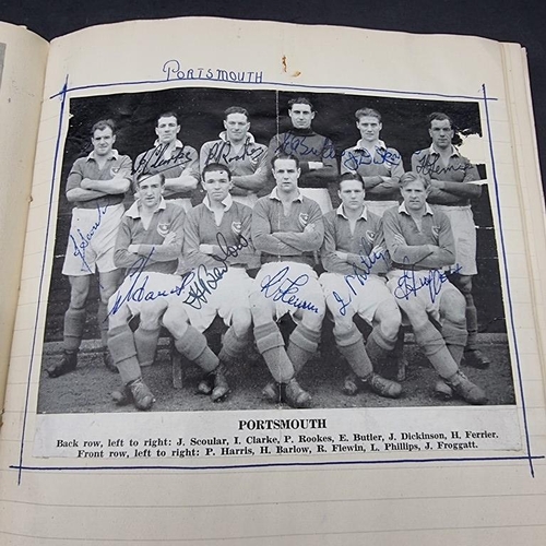 266 - FOOTBALL AUTOGRAPHS 1940s-50s: album of pasted-in team and player portraits excised from contemporar... 