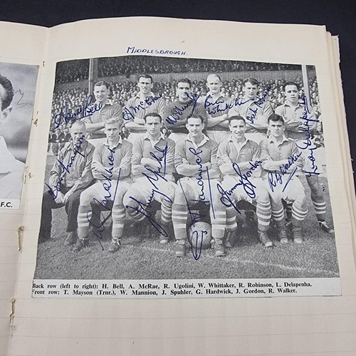 266 - FOOTBALL AUTOGRAPHS 1940s-50s: album of pasted-in team and player portraits excised from contemporar... 