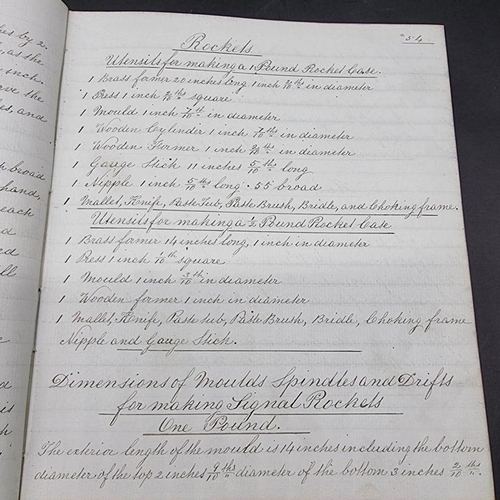 270 - MANUSCRIPT: 19TH CENTURY GUNNERY NOTES: neatly written manuscript dated 1867, approx 245pp relating ... 