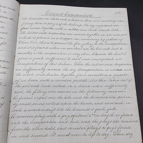 270 - MANUSCRIPT: 19TH CENTURY GUNNERY NOTES: neatly written manuscript dated 1867, approx 245pp relating ... 