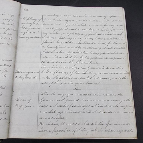 270 - MANUSCRIPT: 19TH CENTURY GUNNERY NOTES: neatly written manuscript dated 1867, approx 245pp relating ... 