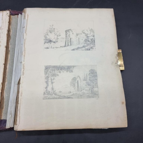 282 - SCRAP ALBUMS: group of 3 19thc albums containing prints, manuscript and watercolours, some cont... 