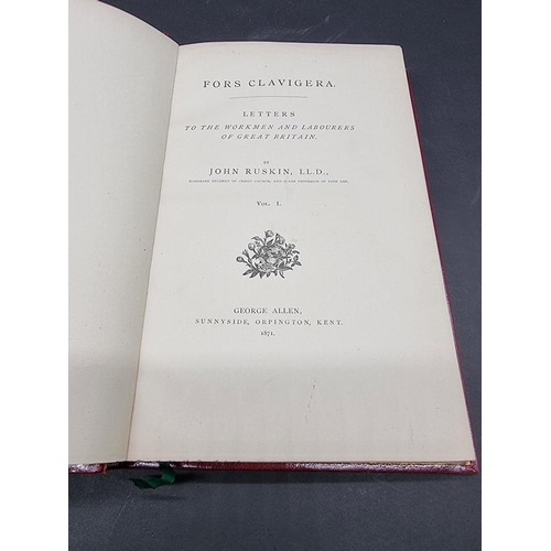 289 - BINDINGS: RUSKIN (John): Works: 1871-80: 20 vols, near contemporary full red morocco gilt,... 