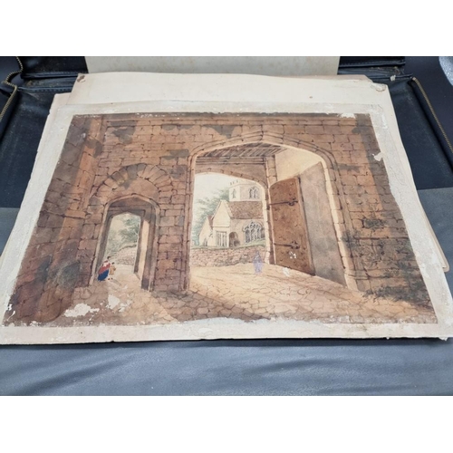 423 - WATERCOLOURS & DRAWINGS: folio misc., 19th-earlier 20thc, various sizes. (Folio)... 