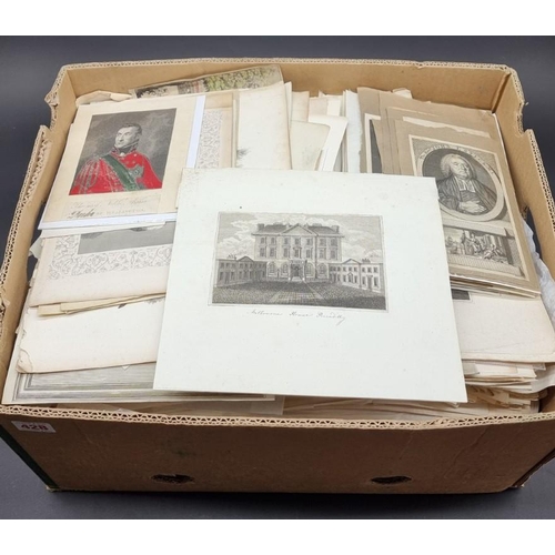 428 - PRINTS & ENGRAVINGS: a large quantity in one box. (Qty)