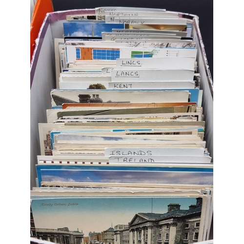 484 - POSTCARDS: TOPOGRAPHY: large collection of mixed topography arranged by county, in 3 shoeboxes.... 