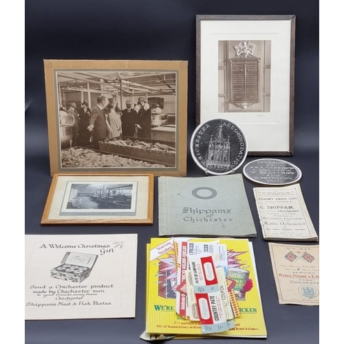 496 - SHIPPAM'S OF CHICHESTER: small collection of printed ephemera, photographs, packaging and a promotio... 