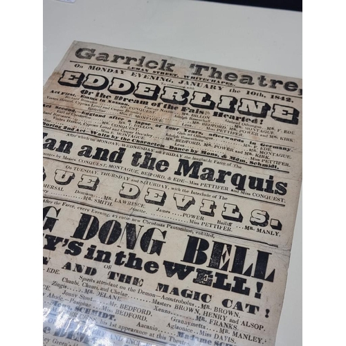 520 - GARRICK THEATRE, WHITECHAPEL: printed broadside advertisement for performances on Monday evening, Ja... 