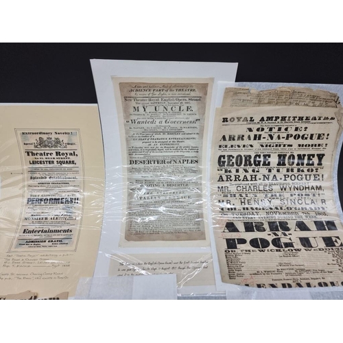 525 - THEATRE BROADSIDES: a collection of 11, 19thc printed theatre broadsides, British and American,... 