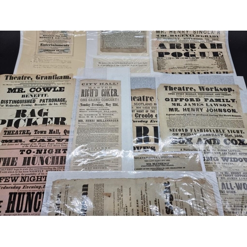 525 - THEATRE BROADSIDES: a collection of 11, 19thc printed theatre broadsides, British and American,... 