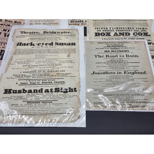 525 - THEATRE BROADSIDES: a collection of 11, 19thc printed theatre broadsides, British and American,... 