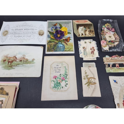 533 - GREETINGS CARDS & SCRAPS: collection of approx 150 items, mainly 19th century, including so... 