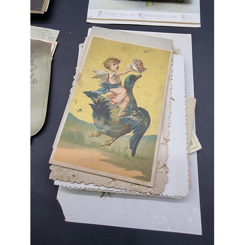 533 - GREETINGS CARDS & SCRAPS: collection of approx 150 items, mainly 19th century, including so... 