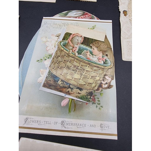 533 - GREETINGS CARDS & SCRAPS: collection of approx 150 items, mainly 19th century, including so... 