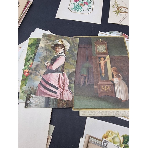 533 - GREETINGS CARDS & SCRAPS: collection of approx 150 items, mainly 19th century, including so... 