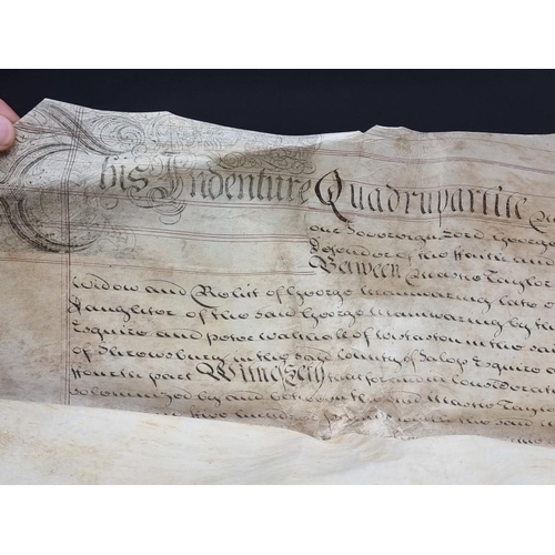 544 - VELLUM INDENTURE: Enrolment in Chancery by Thomas Edwards, June 1652, countersigned by Edward Spence... 