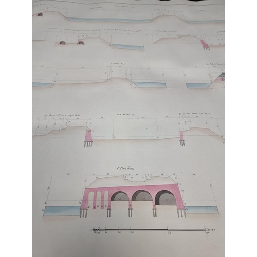 548 - MANUSCRIPT FORTIFICATION PLANS: a collection of 9 neatly executed ink and watercolour plans of ... 