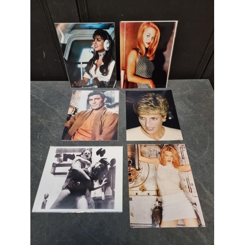 549 - ENTERTAINMENT: quantity in box, to include film stills and celebrity photographs (a few signed)... 