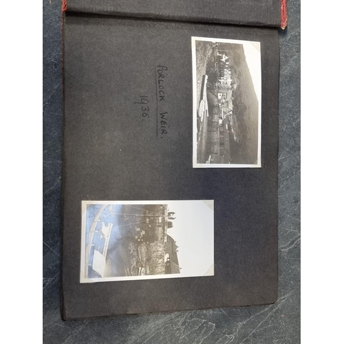 551 - PHOTOGRAPH ALBUMS, MAPS & MAGIC: a quantity in box, to include early c20 snapshot album of ... 