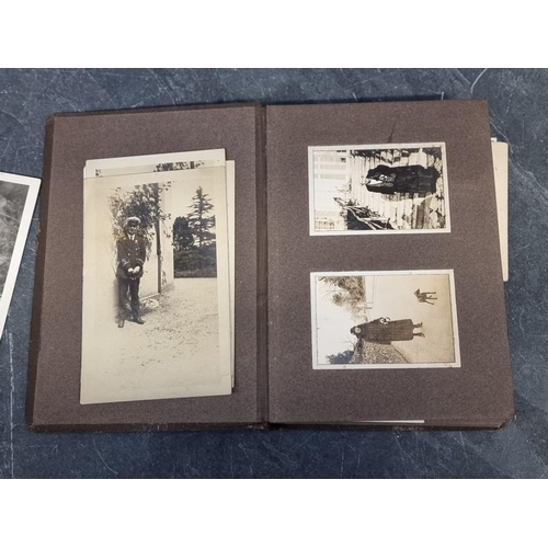 551 - PHOTOGRAPH ALBUMS, MAPS & MAGIC: a quantity in box, to include early c20 snapshot album of ... 