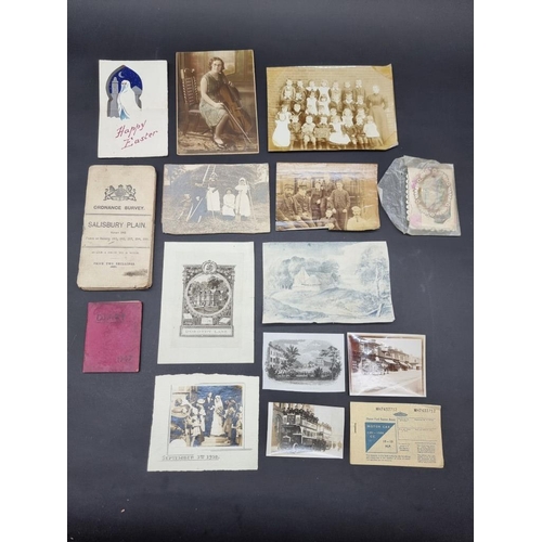 568 - MISCELLANEOUS EPHEMERA: small quantity in tray, to include a few 18th-early 19thc manuscript do... 