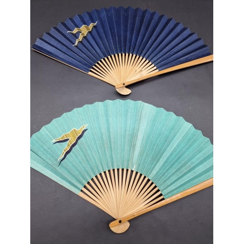 576 - BOAC: two advertising fans, circa 1950s, printed paper leaf on wooden monture, condition VG. (2)... 