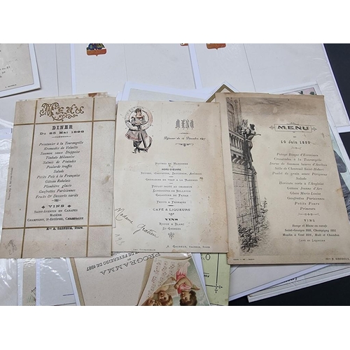 597 - MENU CARDS: a collection of approx 45 menu cards, largely late 19th-early 20thc, many colour-pr... 