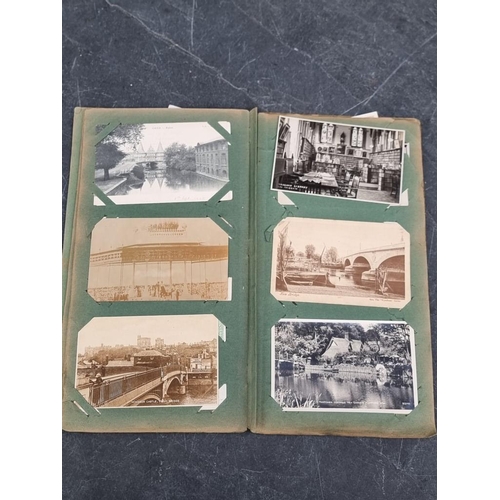 622 - POSTCARD ALBUM: vintage album of approx 120 postcards, mixed topography and greetings, some interest... 