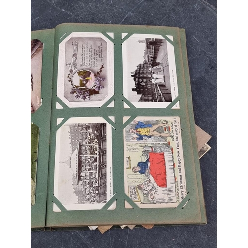 624 - POSTCARD ALBUM: large format album full, with others loosely inserted: to include WWI period mi... 