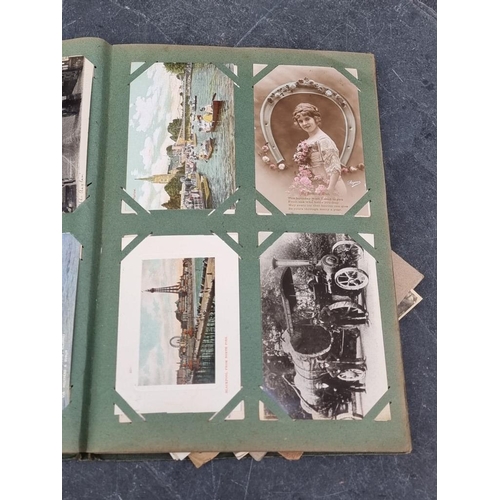 624 - POSTCARD ALBUM: large format album full, with others loosely inserted: to include WWI period mi... 