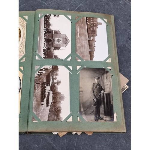 624 - POSTCARD ALBUM: large format album full, with others loosely inserted: to include WWI period mi... 