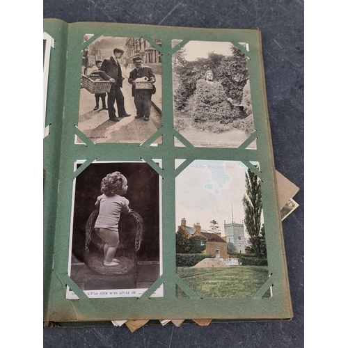 624 - POSTCARD ALBUM: large format album full, with others loosely inserted: to include WWI period mi... 