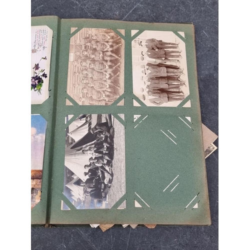 624 - POSTCARD ALBUM: large format album full, with others loosely inserted: to include WWI period mi... 