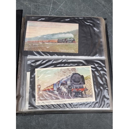 625 - POSTCARDS: TRANSPORT: a collection housed in 3 albums, comprising railways (cross-period, many ... 