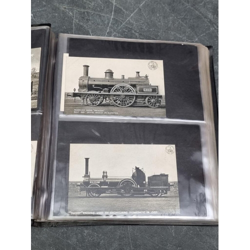 625 - POSTCARDS: TRANSPORT: a collection housed in 3 albums, comprising railways (cross-period, many ... 