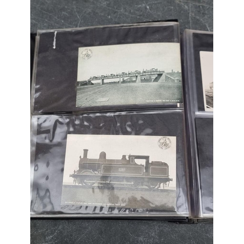 625 - POSTCARDS: TRANSPORT: a collection housed in 3 albums, comprising railways (cross-period, many ... 