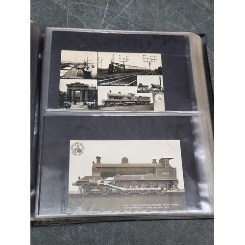 625 - POSTCARDS: TRANSPORT: a collection housed in 3 albums, comprising railways (cross-period, many ... 