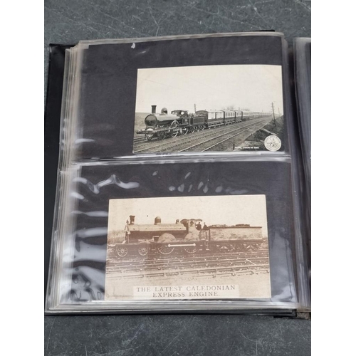 625 - POSTCARDS: TRANSPORT: a collection housed in 3 albums, comprising railways (cross-period, many ... 