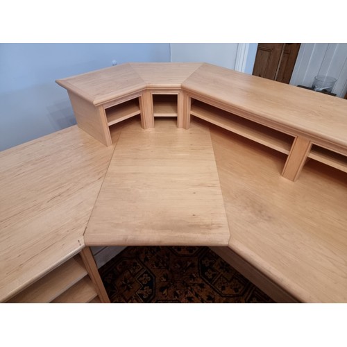 1000A - A large and impressive bespoke Canadian maple desk, 99.5cm high x 430cm wide x 100cm deep.... 