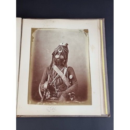 260 - INDIA: PHOTOGRAPH ALBUM: good album of 41 albumen-print photographs of Indian castes and views, circ... 