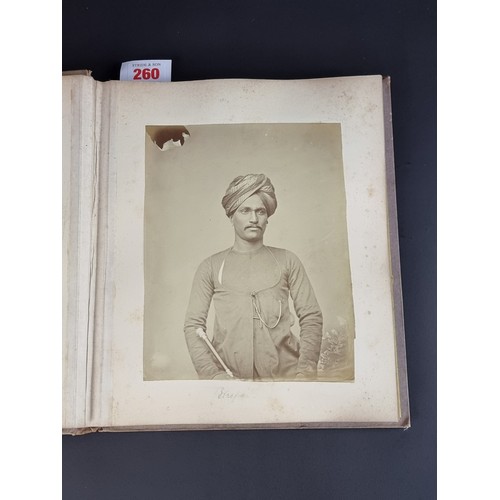 260 - INDIA: PHOTOGRAPH ALBUM: good album of 41 albumen-print photographs of Indian castes and views, circ... 