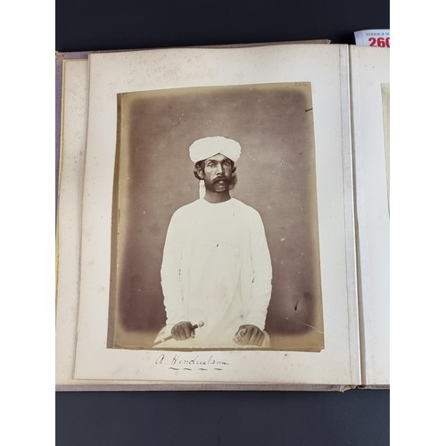 260 - INDIA: PHOTOGRAPH ALBUM: good album of 41 albumen-print photographs of Indian castes and views, circ... 