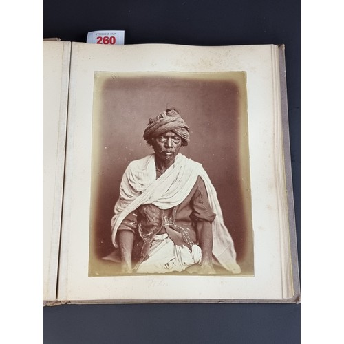 260 - INDIA: PHOTOGRAPH ALBUM: good album of 41 albumen-print photographs of Indian castes and views, circ... 